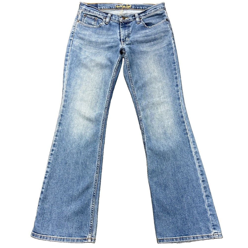 American Eagle Jeans Women SZ 6 Stretch Skinny Flare Blue Denim Faded Y2K